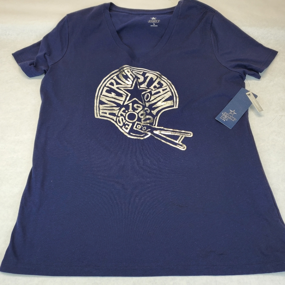 Women's Deep V-neck Dallas Cowboys NFL T-Shirt - Picture 3 of 7